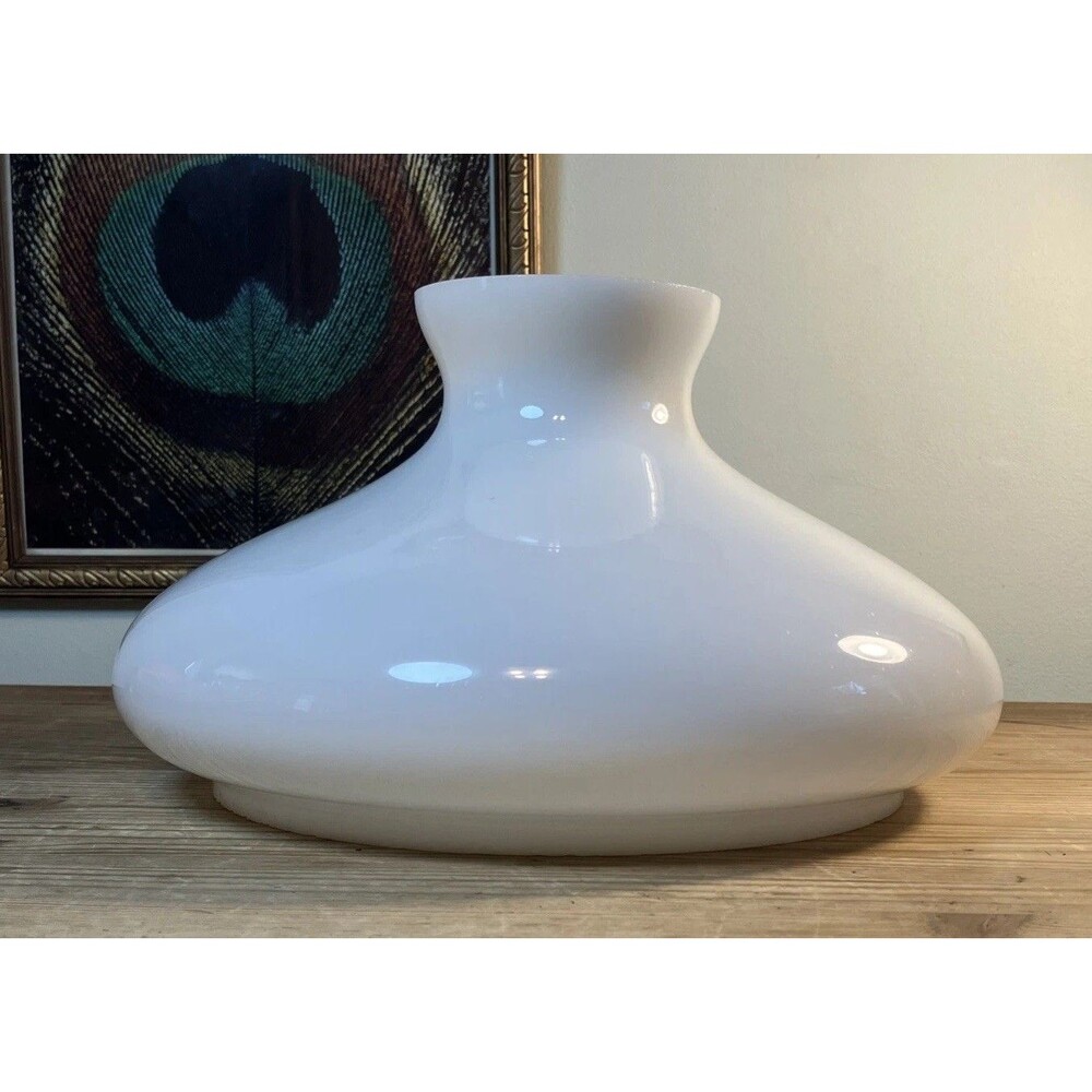 Vintage 10" Fitter Milk Glass Tam-O-Shanter Student Lamp Shade 7 In Tall